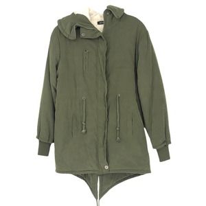 Abody Winter Jacket Fleece Hooded Anorak Green Large